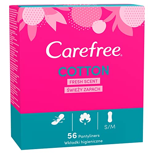 Carefree Protectores de bragas Cotton Feel Normal con aroma fresco, tamaño normal, 56 piezas...