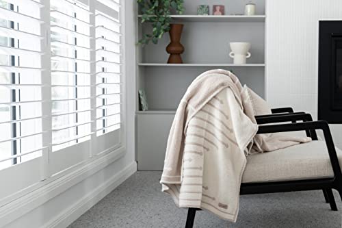 Dluxev Luxurious Super Soft Throw Blanket, Fluffy Cozy Taupe Tan Blanket For Bed, Knitted Comfy Texture, Striped Boho Chic Throw For Sofa/Couch, Gift For Women, Beige & Cream Diamond 50"X60" #TOP1