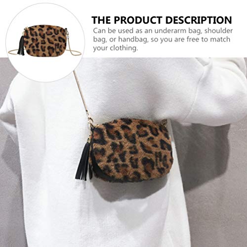 KESYOO Bolsa de Ombro de Pelúcia Feminina Bolsa Embreagem Alça de Corrente de Metal Bolsa de Padrão