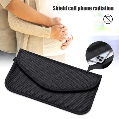 ZCMMF 2 PCS Faraday Bag RFID Signal Blocking Bag Shielding Pouch Wallet Case for Cell Phone Privacy Protection and Car Key FOB, Anti-Tracking Anti-Spying Black