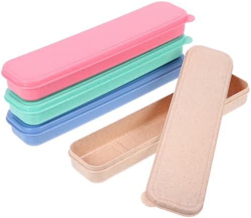SOLUSTRE Portable Utensils Set Travel Tableware Storage Boxes Portable Flatware Box Utensils Cutlery Case Fork Spoon Chopsticks Utensils Holder for Camping Picnic 4pcs Portable Cutlery Set