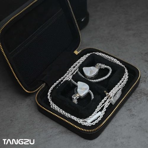 Image of TANGZU Leather Earphone Case, Water-Resistant Portable Earbuds Storage Case for Earphones, Audio Accessories, Eartips and Cables, Black