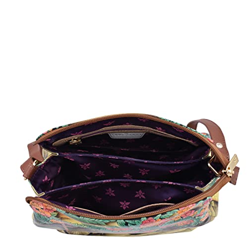 Image of Anuschka Women's Leather Shoulder Bag - Hand-Painted Genuine Leather Handbag with Adjustable Strap - 691, Shoulder Bag
