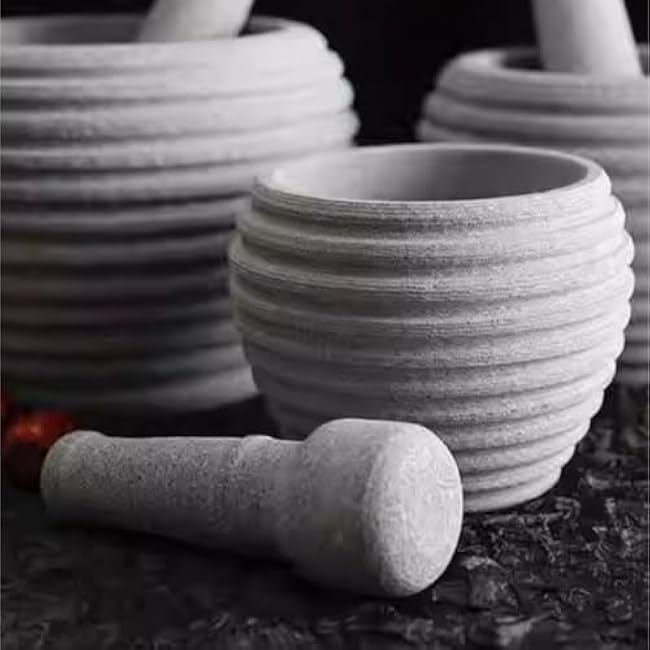 Mortar and Pestle Set Bluestone Household Stone Mortar Grater Grinder Garlic Press Garlic Pestle Set Seasoning Spice Tools(12cm)