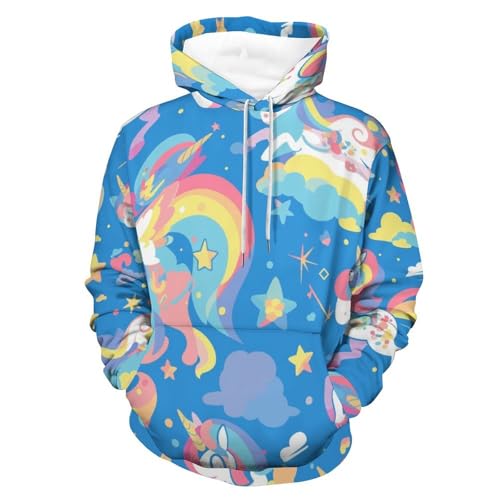 Sweatshirt licorne arc-en-ciel étoilée pullover à manches longues taille S unisexe