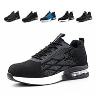 Loiston Chaussures de Sécurité Hommes Basket de Securite Femme Embout Acier Antidérapante Légère Coussin d'air Absorption Chaussures de Travail SM3-Gris EU43