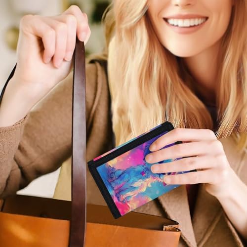 Galaxy Puppy Tweens for Girls Wallets for Kids 12-14 Cute Little Girls Trifold Wallet Purple Aesthetic Leather Wallets for Coin Cash Storage Small Purse3