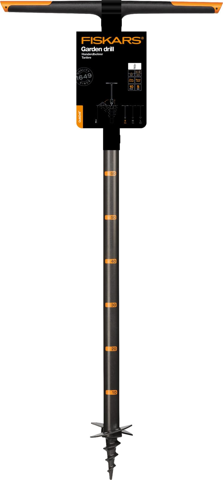 Fiskars Taladro manual, Agujeros de hasta 10 cm de diámetro, Negro/Naranja, QuikDrill, Talla: S, 1000636 | Negro/Naranja, QuikDrill, Talla: S, 1000636