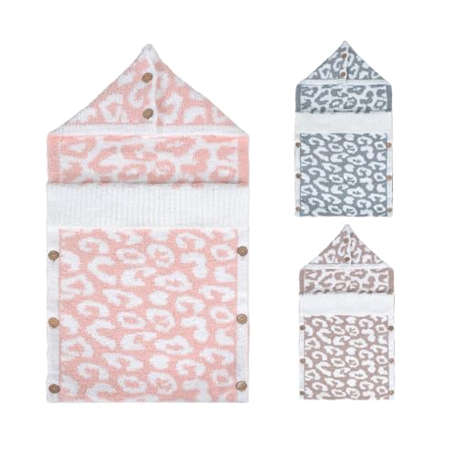 Image of JOOJA Newborn Baby Swaddle Blanket for Boys Girls Essential for Infants 0-6 Months Receiving Blankets Knit Sleeping Bag Stroller Wrap Shower Gift Dusty Pink Cheetah