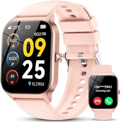 Smart Watch for Men Women, 1.85″ HD Fitness Tracker with Bluetooth Calls/Messages, IP68 Waterproof, 115+Sports Modes, 24/7 Heart Rate/Sleep Fitness Watch Compatible with iOS/Andro…