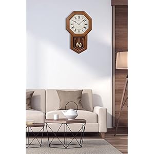 Seiko light oak traditional schoolhouse wall clock with chime pendulum  urban country home decor