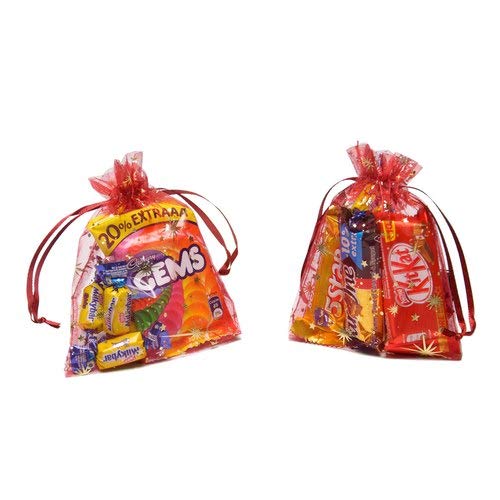 Image of Silk Beingelegant-Organza Favor Potli Bag Shagun /Return Gift /Dry Fruit Pouches 24X18 Cms Pack of 10 pieces,Multicolor