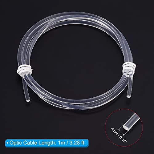 Image of PATIKIL 4mm 1m PMMA Side Glow Fiber Optic Cable Kit, with LED Aluminum Illuminator 12V 1.5W Guide Light Source Decoration for Home DIY Lighting, Red