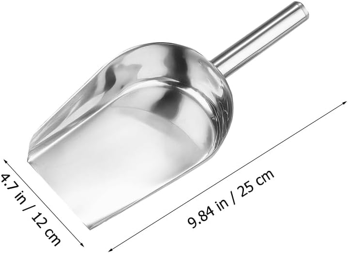 2pcs Stainless Steel Flat Bottom Bar Ice Flour Utility Scoop, Dry Bin Candy Scoop for Kitchen Wedding, SIlver