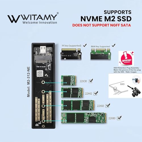 Image of External NVMe M.2 Sata SSD Enclosure USB 3.1 GEN 2 Type-c Port 10 Gbps , Sizes of 2230 /2242 /2260 /2280mm 2TB M-Key B+M Key for Laptop,Computer & Desktop (NVME M.2 Blue)