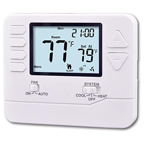 Heagstat 5-1-1 Day Programmable Thermostat for Home Conventional Single or Multistage Systems, up to 2 Heat/ 2 Cool, (with White Backlight) Cover