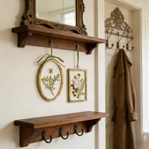 2PCS Glass Pressed Flower Frames Vintage Pressed Flowers Ornaments Wall Hanging Mini Glass Frame Decor with Dried Flowers Plants Specimen for Home Festive Holiday Wall Christmas Tree 4.3"x6.9"