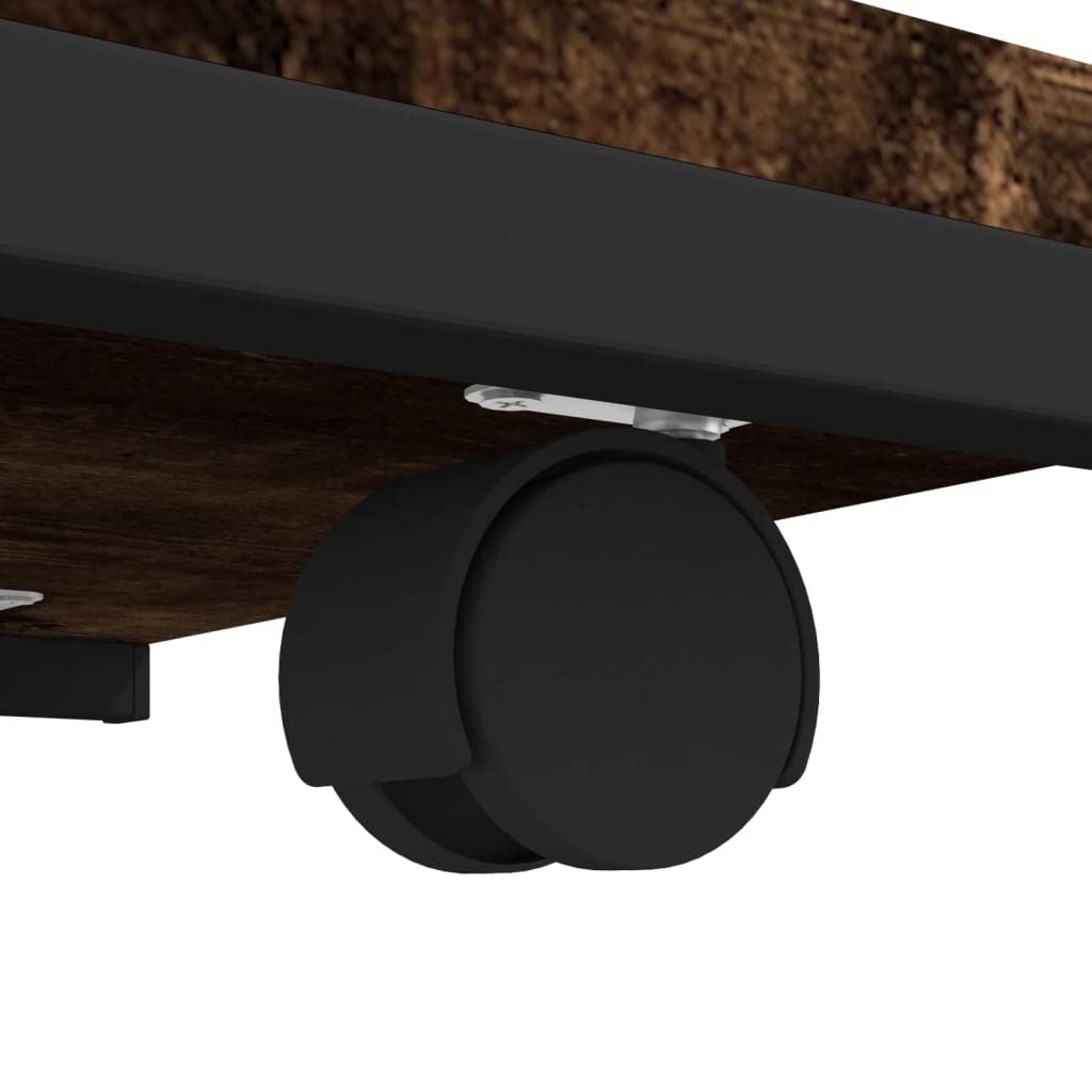 Mesa auxiliar con ruedas, roble ahumado, 50 x 35 x 55,5 cm, diseño en forma de C, mesa de centro industrial, mesita de noche móvil para salón, dormitorio, oficina