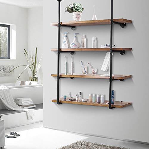Elibbren Industrial Pipe Shelf Kit, Retro Wall Mount Shelving Floating Bracket, Iron Pipe Bookshelf DIY Kitchen Office Wall Shelves(2 Pcs, Hardware Only) - Thumbnail 5