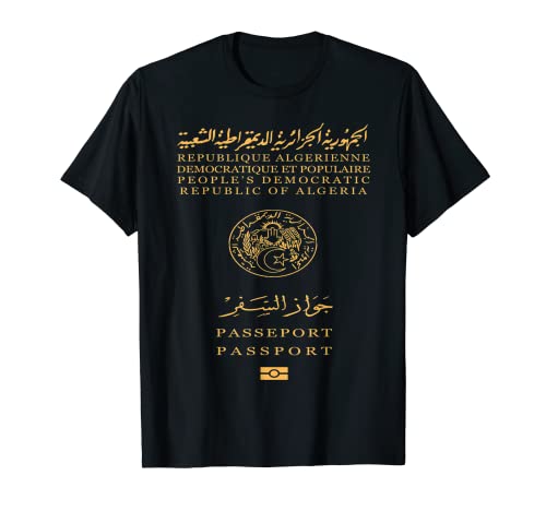 T-Shirt Passeport Algérie – Fierté Algérienne – Tee-Shirt Drapeau Vert Algérie