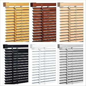 Funky Gadgets PVC Custom Made to Measure Blinds Window Venetian Blinds Easy Fit Curtains Trimmable Window blinds Child Safe Home Office 25mm Slats (Natural Wood Grain Effect - W110cm x L150cm)