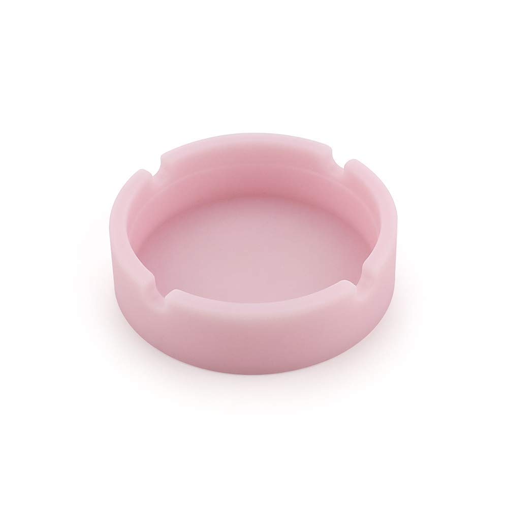 Silicone ashtrays,high temperature and heat resistance, round design ashtrays, long-lasting glow in the dark (Pink)