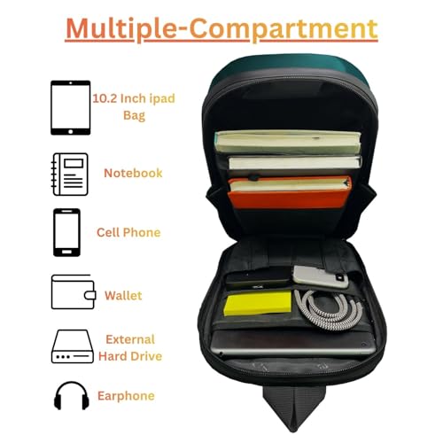 Image of Tukzer ABS Hard Shell Sling Bag Aliens Series 180Open Crossbody Side Shoulder Bag for Mens, Women, Office,Travel,Everyday Mini Backpack for iPad,Tablet,Smartphone,Charger,Headphone,HDD,Camera(01-TBL)