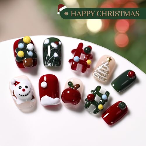 Image of GAOY Red Christmas Gel Nail Polish Set, 6 Colors White Dark Green Glitter Sparkle Winter Soak Off UV Light Cure Gel Polish Kit for Salon and Nail Art DIY at Home