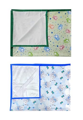 Image of EcoSoft Plastic Sheet,PVC Sheet for Kids,Rubber Sheet for Babies,Bed Wetting Protector(90 x 135 cm) (Blue Bear & Green STARBEAR)