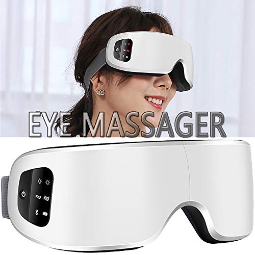 Preisvergleich Produktbild Drahtlose Elektrische Augenmassagegerät SPA mit Wärmefunktion, Luftdruck, Bluetooth Musik, Wiederaufladbar Tragbares Augenmassagegerät für Augen-Überanstrengung Ermüdung und Stressabbau,Weiß