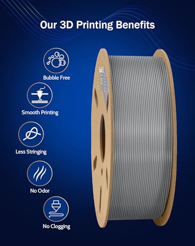 Image of DURAMIC 3D PETG Filament 1.75mm Grey, 3D Printing Filament 1kg Spool(2.2lbs), Grey Filament 1.75mm Dimensional Accuracy + /- 0.05 mm Non-Tangling Non-Clogging Non-Stringing