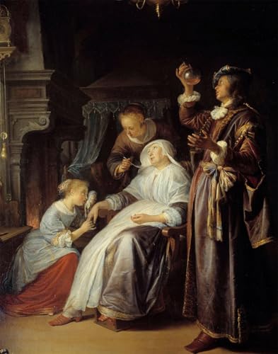 Lienzo de pintura clásica de la mujer hidrópica de Gerrit Dou 60x90cm