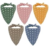 KEUKORZ 5 Stück Hunde Halstücher mit Polka Dot Muster, Bandana für Hunde und Katzen, Dreieckstuch Haustier Halstuch aus Baumwolle Leinen, Verstellbares Hundehalstuch für Kleine Mittlere Große Hunde