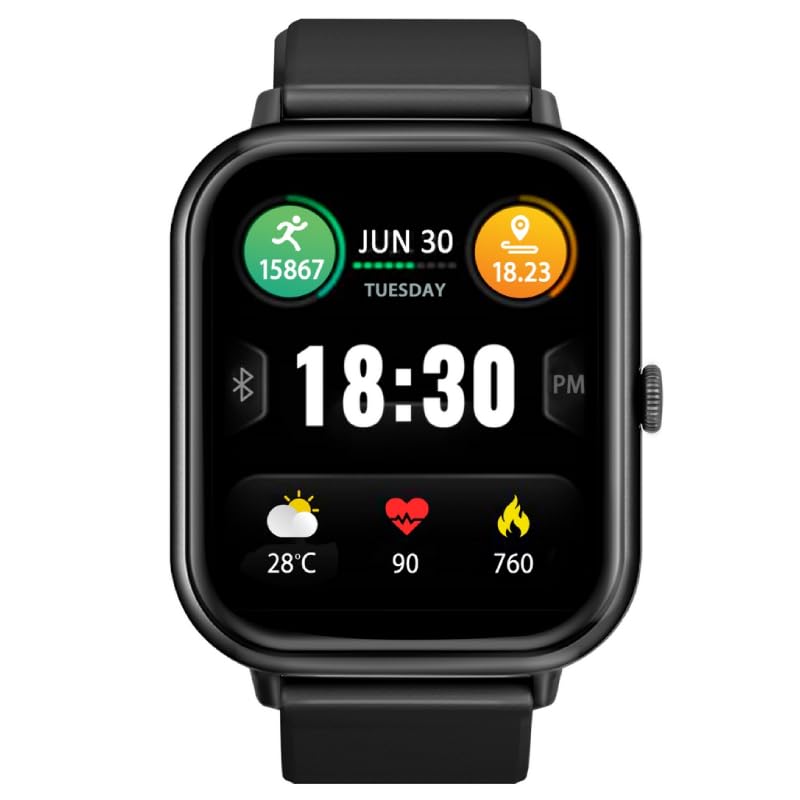 Image of Promate Xwatch-C18 Superfit Smart Watch, 1.83 inch Display Bluetooth Calling, IP67 Water Resistant, 15 Days Battery Life, 100+ Sports Modes, Real-time HR Monitor, 100+ Customizable Watch Faces (Black)