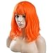 BERON 14 Inches Orange Wig with Bangs Short Curly Orange Wigs for Women Daily Party Hairnet Include