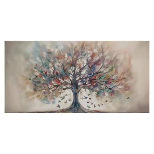 Décoration d'arbre coloré sur toile JACBON pour illuminer votre salon contemporain 30x60 cm