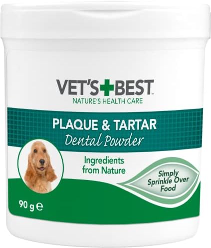 Vet's Best natürliches Zahnpulver für Hunde, Saubere Zähne und frischer Atem - 90g