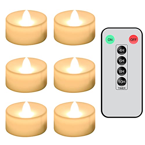 Teynewer Lot de 6 bougies LED sans flamme réalistes et lumineuses à piles avec télécommande pour Noël, mariage, festival, célébration, blanc chaud Cover