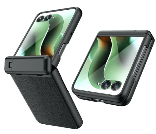 Image of BOUNCEBACK Back Case Cover for Motorola Razr 50 Ultra| Shockproof | Kickstand | Faux Leather | Hinge Cover - (Black)