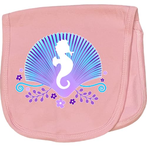 inktastic Seahorse and Seashell Baby Burp Cloth Pink 457ca