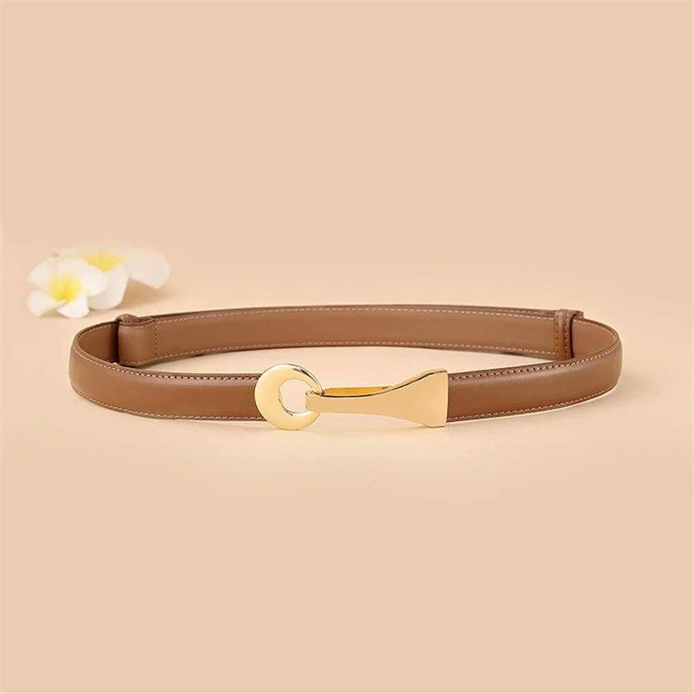 Belt Dress Simple Versatile Fashion Women Leather Belt Thin Skinny Metal Buckle Waistband Belt Color B Size One