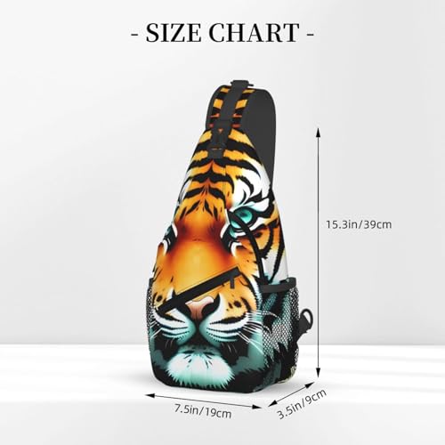 Bolso Sling Cross Chest Little Fat Tiger Head negro miniatura 3