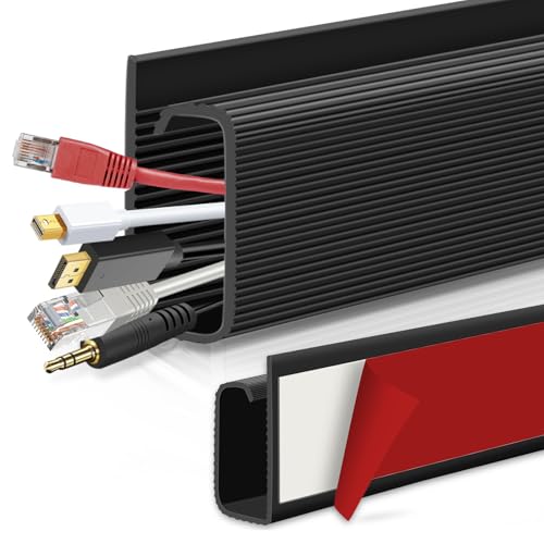 Gestión de cables para debajo del escritorio, canal, negro, autoa...