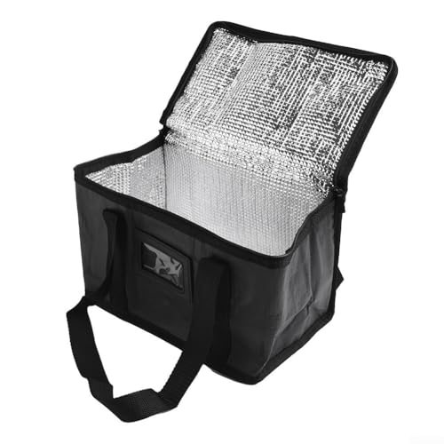 YJDOORPLAY Sac isotherme pour livraison de repas - En tissu Oxford étanche - Doublure en feuille d'aluminium - Fermeture éclair - Grande capacité, Voir image,