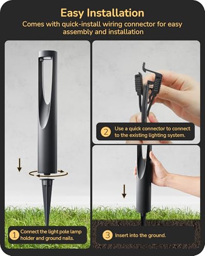 EDISHINE Low Voltage Landscape Lights, 12V 2W 150LM 3000K LED Landscape Path Lights with Connectors, Waterproof Electric Outdoor Landscape Lighting for Walkway Yard Garden, CRI80 12 Pack - Thumbnail 5