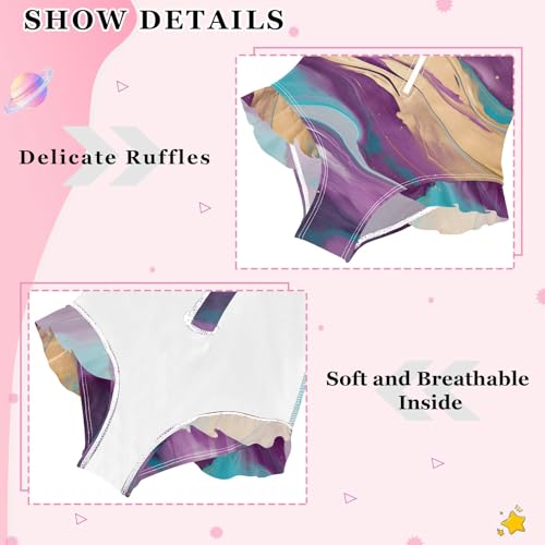 ALAZA Toddler Swimsuit Girl Bathing Suit Swimwear Rash Guard Marble Purple Gold Long Sleeve 3T 6