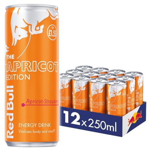 Summer Red Bull Energy Drink, Strawberry & Apricot Flavour, 250ml Cans, 12 Pack, Best Before April 2024