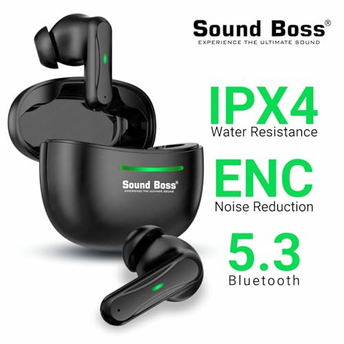 Image of Sound Boss Soft Beatz Truly Wireless in Ear Earbuds with 35H Playtime |ENC |50ms Low Latency|Type-C Fast Charging|Dynamic Sound|Smart Touch|Made in India|TWS Bluetooth Earbuds
