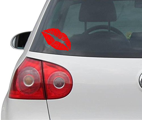Indigos Ug Car Sticker - Bumper - Decal - Jdm - Die Cut - Kiss Mark Lips Auto Tuning - Hot Pink - Red - 152Mm X 101 Mm #TOP3