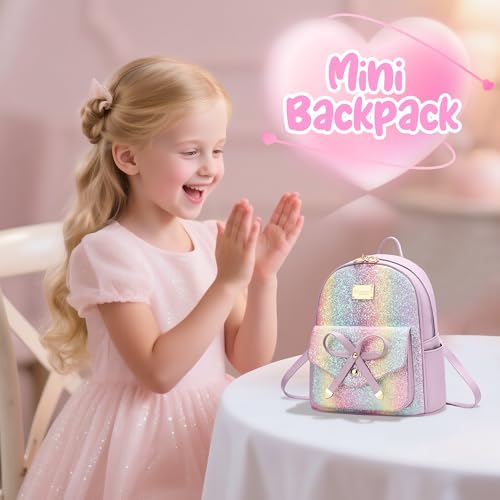 Image of I IHAYNER Girls Bowknot Cute Leather Backpack Mini Backpack Purse for Women